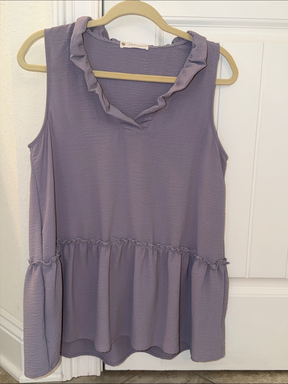 Sleeveless Lavender Ruffle V-Neck Peplum Camisole